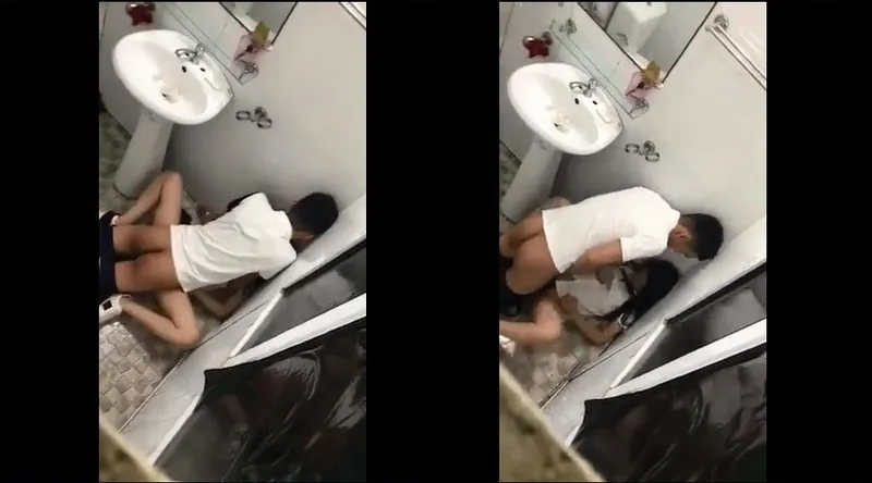 Em gái say xỉn và anh người yêu trong phòng tắm nhà hàng